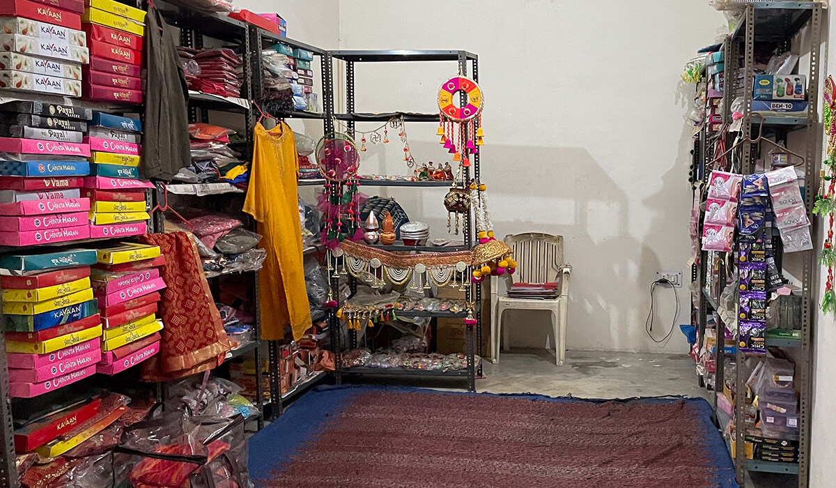 Small community store shelves